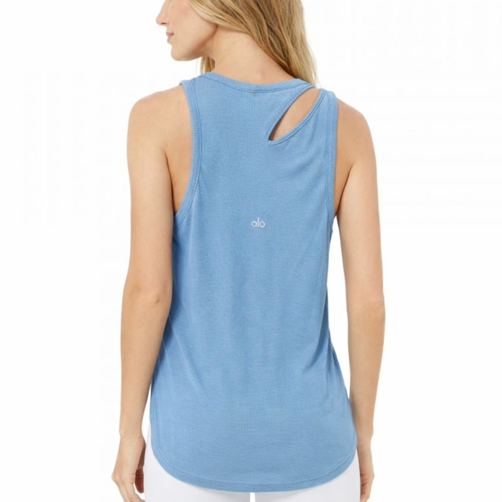 Alo Yoga Ribbed Peak Tank Top Blue